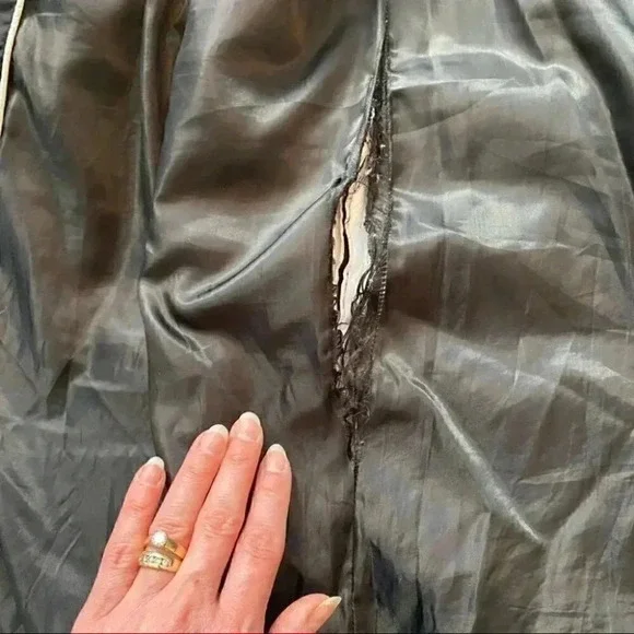 Bebe Long Quilted Winter Puffer Coat Faux Fur Trim Hood Black Size Large - Picture 14 of 16